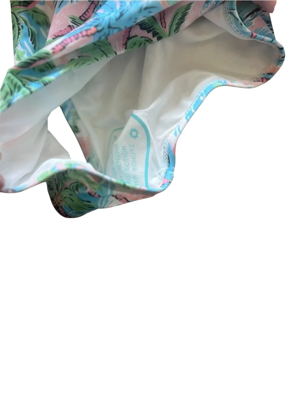 Caden Lane Criss-Cross One-Piece Swimsuit in Pastel Palms | Large NWT
